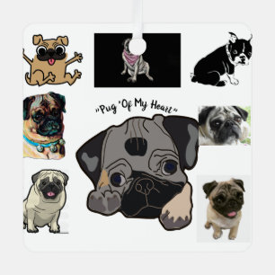 "Pug of my Heart"  Metal Tree Decoration
