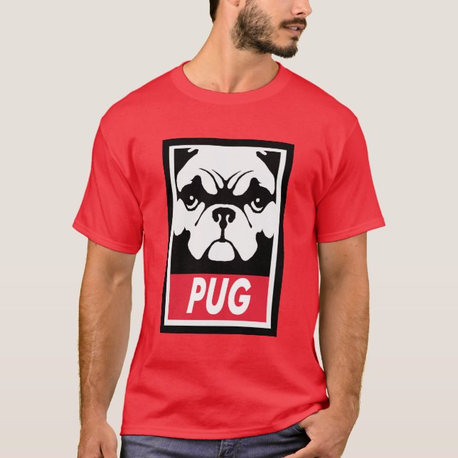 PUG on RED T-Shirt (Front)