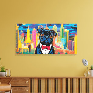 PUG ON THE TOWN CANVAS PRINT