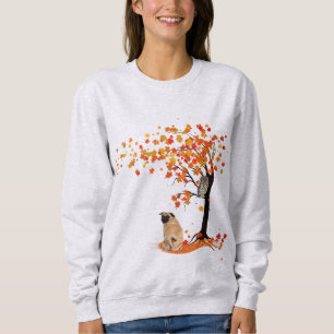 Pug Owl And Fall Tree Pug Owner Funny Pug Autumn Sweatshirt