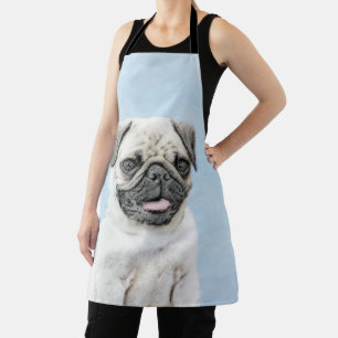 Pug Painting - Cute Original Dog Art Apron