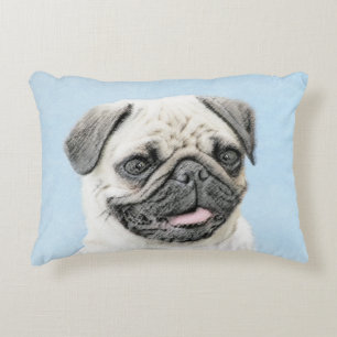 Pug Painting - Cute Original Dog Art Decorative Cushion