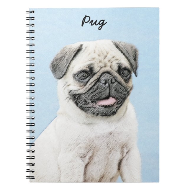 Pug Painting - Cute Original Dog Art Notebook (Front)