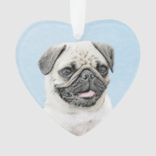 Pug Painting - Cute Original Dog Art Ornament