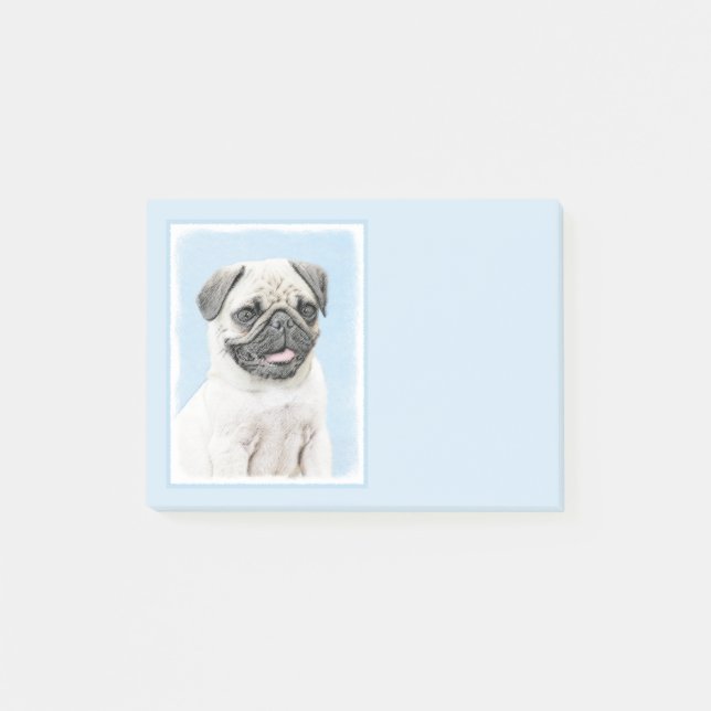 Pug Painting - Cute Original Dog Art Post-it Notes (Front)