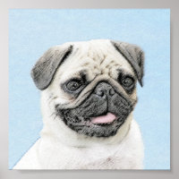 Pug Painting - Cute Original Dog Art