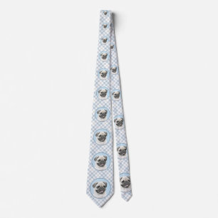 Pug Painting - Cute Original Dog Art Tie