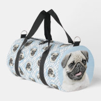 Pug Painting Fawn Silver Cute Original Pet Dog Art