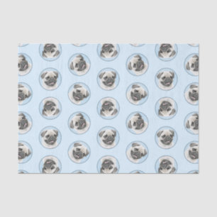 Pug Painting Fawn Silver Cute Original Pet Dog Art Tissue Paper