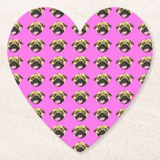 Pug Paper Coasters Shocking Pink