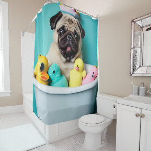 Pug Paradise: A Bathing Beauty in the Tub Shower Curtain