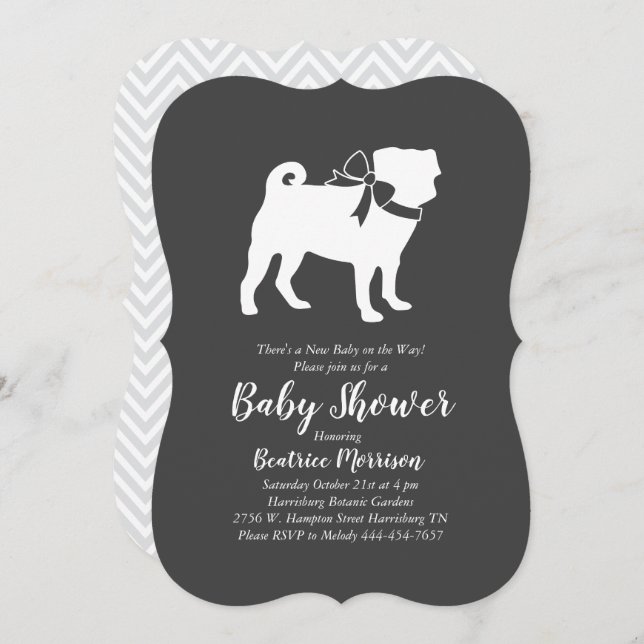 Pug Party Baby Shower Dog Invitation (Front/Back)