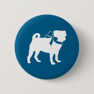Pug Party Blue Theme Celebration 6 Cm Round Badge