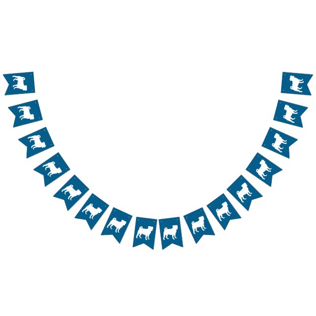 Pug Party Blue Theme Celebration Bunting (All)