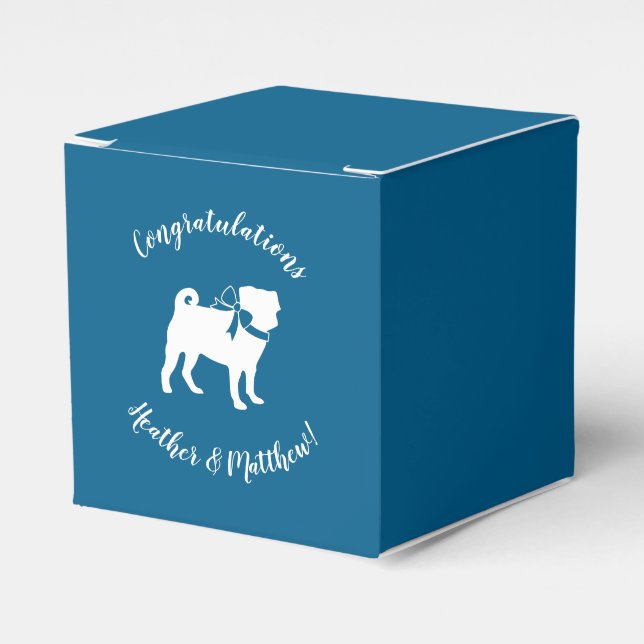 Pug Party Blue Theme Celebration Favour Box (Front Side)