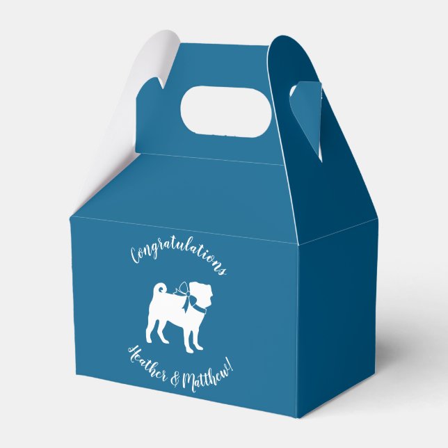 Pug Party Blue Theme Celebration Favour Box (Front Side)