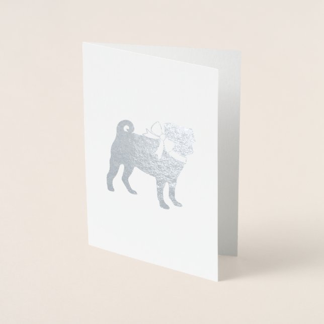 Pug Party Blue Theme Celebration Foil Card (Front)