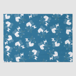 Pug Party Blue Theme Celebration Tissue Paper