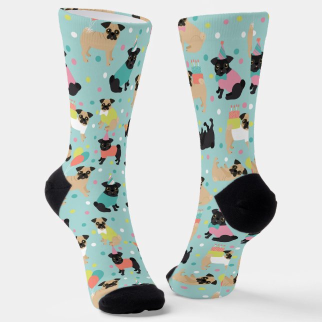 Pug Party Socks (Angled)