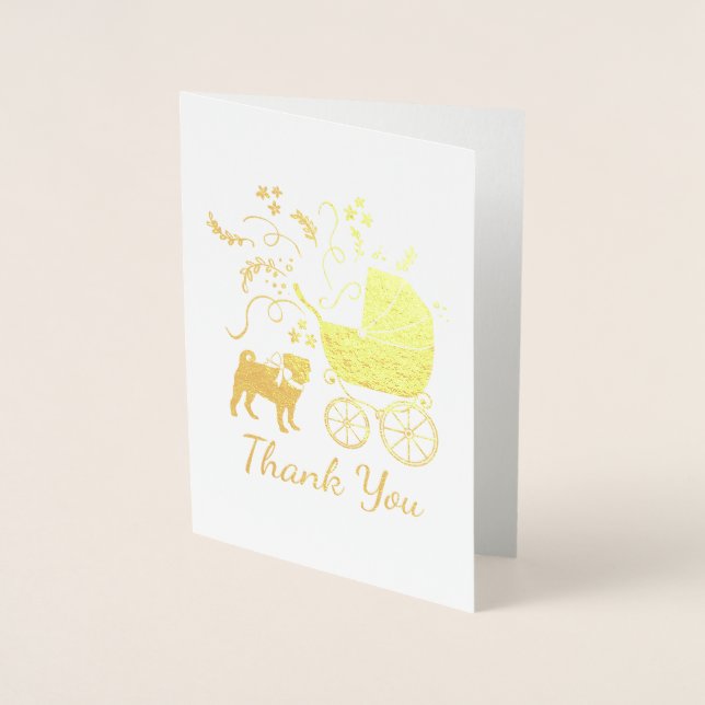 Pug Party Theme - Gold Foil Card (Front)