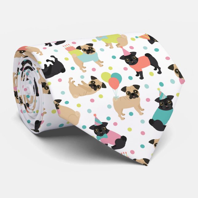 Pug Party Tie (Rolled)