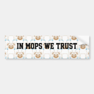 Pug Pattern brown blue Bumper Sticker