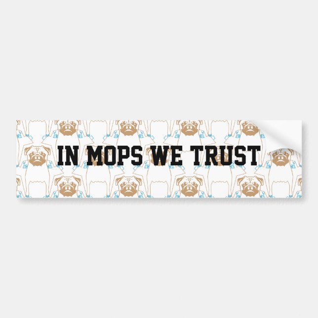 Pug Pattern brown blue Bumper Sticker (Front)