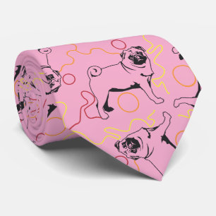 Pug Pattern grey background Tie