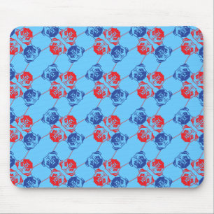 Pug Pattern red blu Mouse Pad