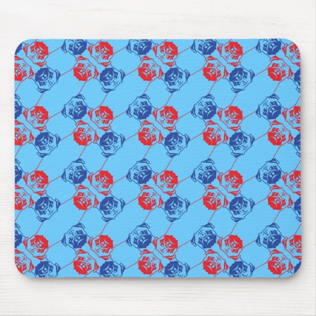 Pug Pattern red blu Mouse Pad (Front)