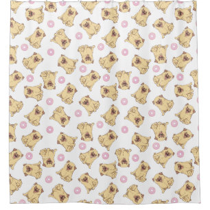 Pug Pattern Shower Curtain