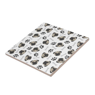 Pug, paw and bones pattern tile