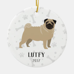 Pug Personalised Dog Christmas Ornament