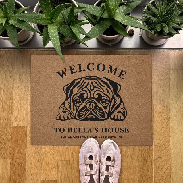 Pug Personalised Dog Lover Family  Doormat (Creator Uploaded)