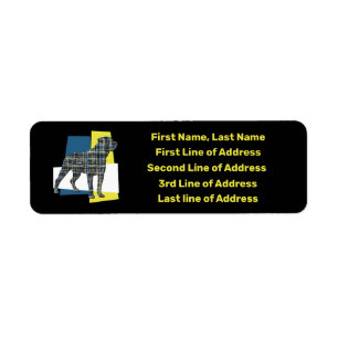 Pug Pet Dog Yellow & Blue Grid Tricolour Address