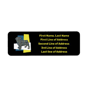 Pug Pet Dog Yellow & Blue Grid Tricolour Address