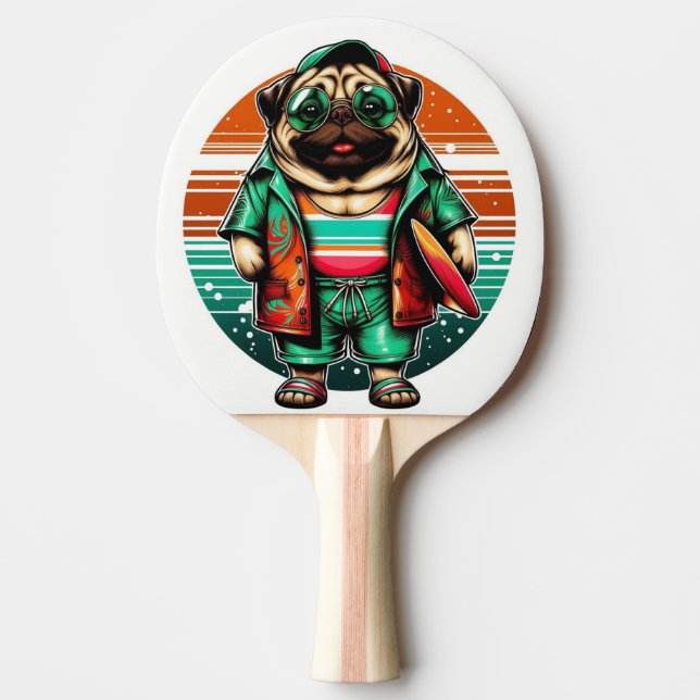 Pug Pet Ping Pong Paddle (Front)