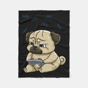 Pug Pew Gamepad Cute Hob Fleece Blanket