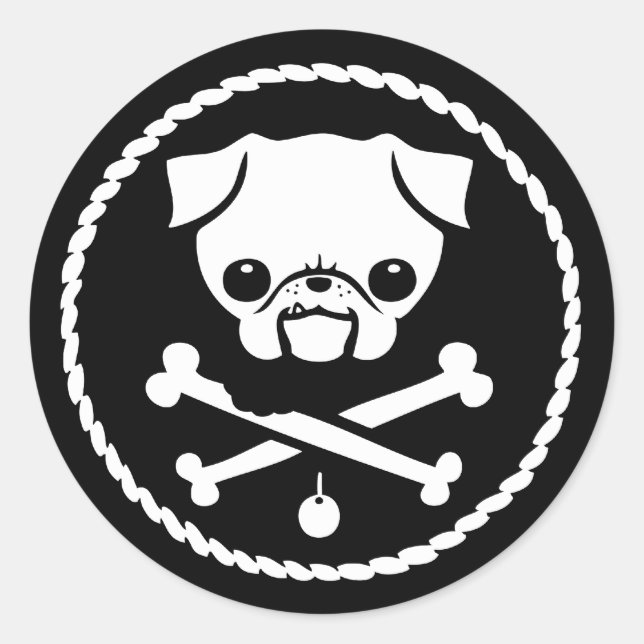 Pug Pirate Classic Round Sticker (Front)