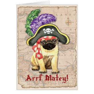 Pug Pirate Greeting Card