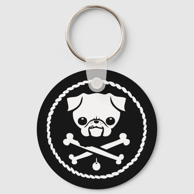 Pug Pirate Key Ring (Front)
