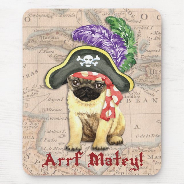 Pug Pirate Mouse Pad (Front)