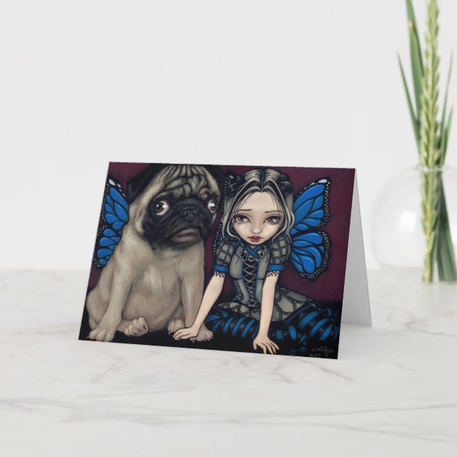 "Pug Pixie" Greeting Card (Front)