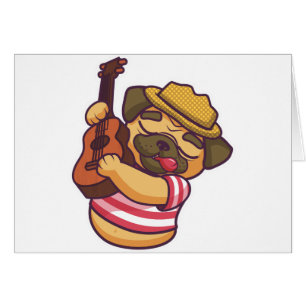 pug playing guitar
