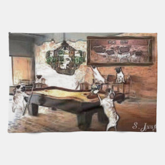 Pug Pool Hall Tea Towel