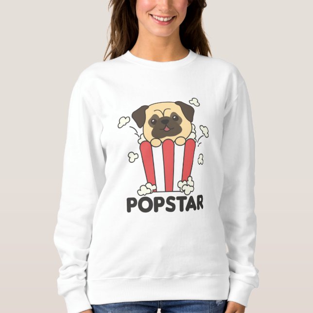 Pug Popcorn Time Funny Animals In Fast Food Sweatshirt (Front)