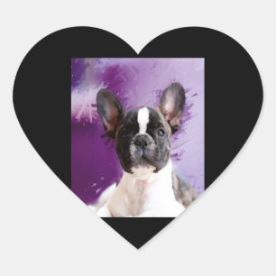Pug Portrait Art Cute Pug Heart Sticker
