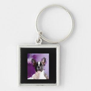 Pug Portrait Art Cute Pug Key Ring