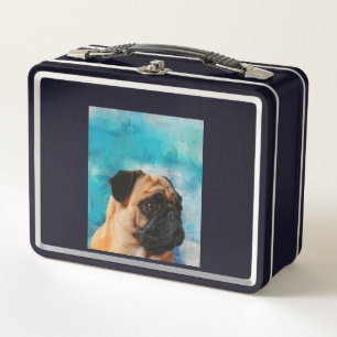 Pug Portrait Cute Pug Face Pug Lover Metal Lunch Box