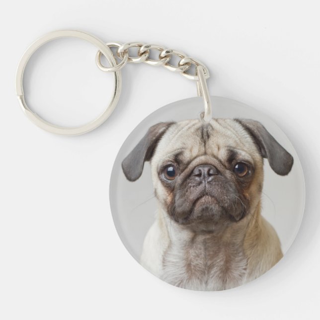 Pug Portrait Key Ring (Front)